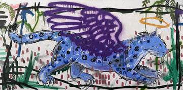 Blue Snow Leopard With Purple Wings