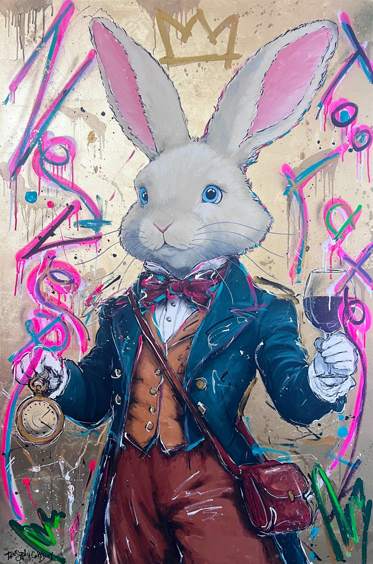 Never Too Late - Gold Leaf Teal Jacket — original artwork by The Space Cowboy