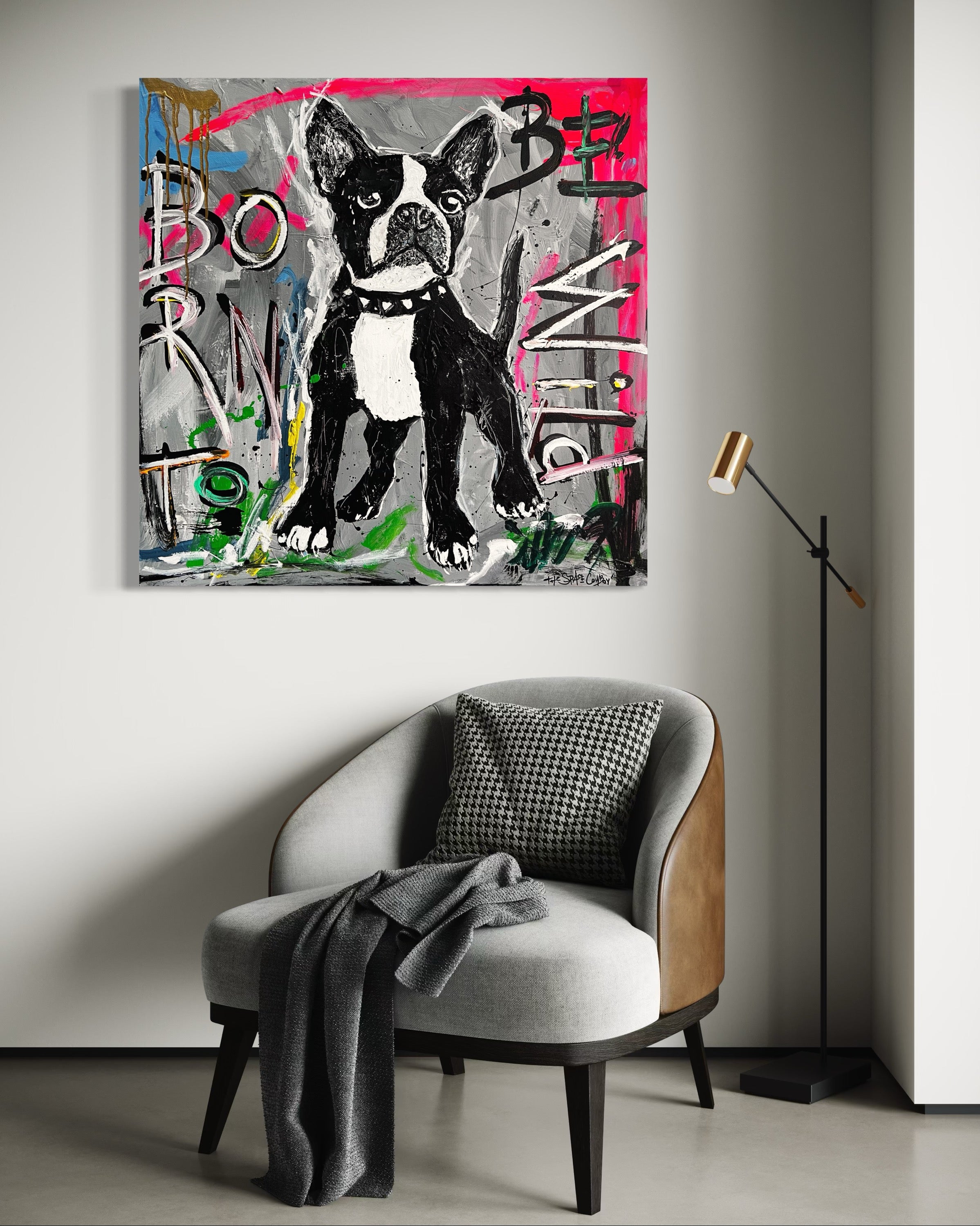 Born To Be Wild – Black And White Dog – Original Painting | The